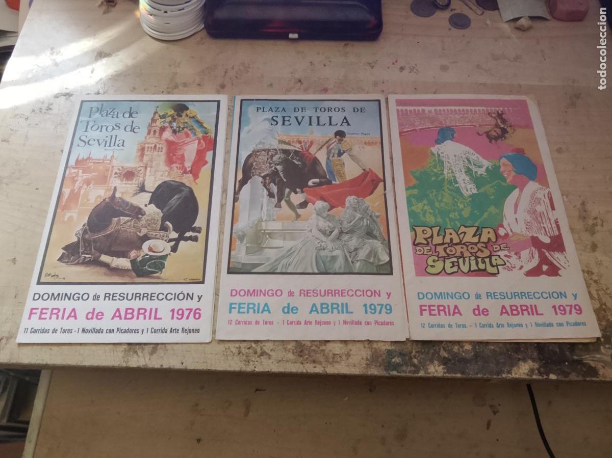 Tauromaquia: lote de tres programas de la plaza de toros de sevilla 1976 y 1979