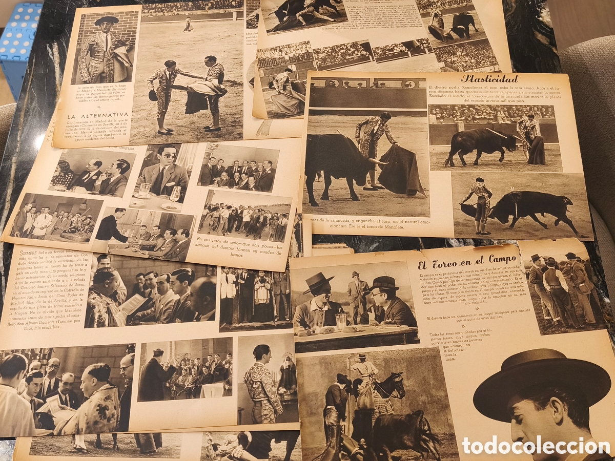 Tauromaquia: Manolete, 25 laminas o hojas de libro de la vida Manolete