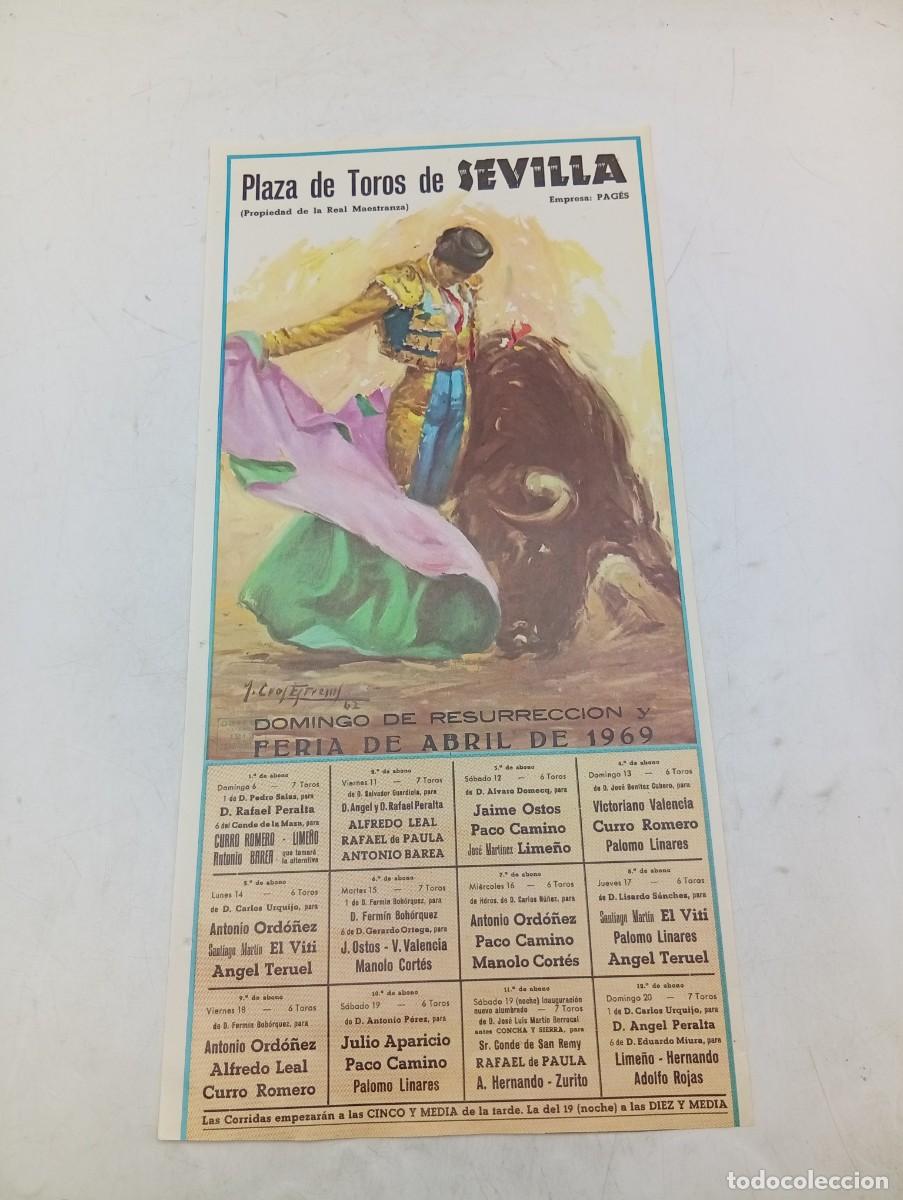 Tauromaquia: CARTEL TOROS. SEVILLA. 1969. GANADERIA PEDRO SALAS. CURRO ROMERO. LIME&Ntilde;O. ANTONIO BAREA. EL VITI.
