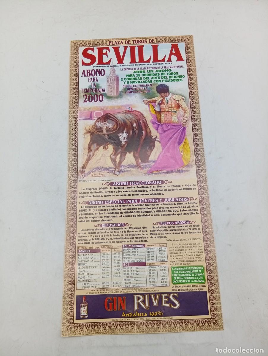 Tauromaquia: CARTEL TOROS. SEVILLA. 2000. ABONO PARA LA TEMPORADA.