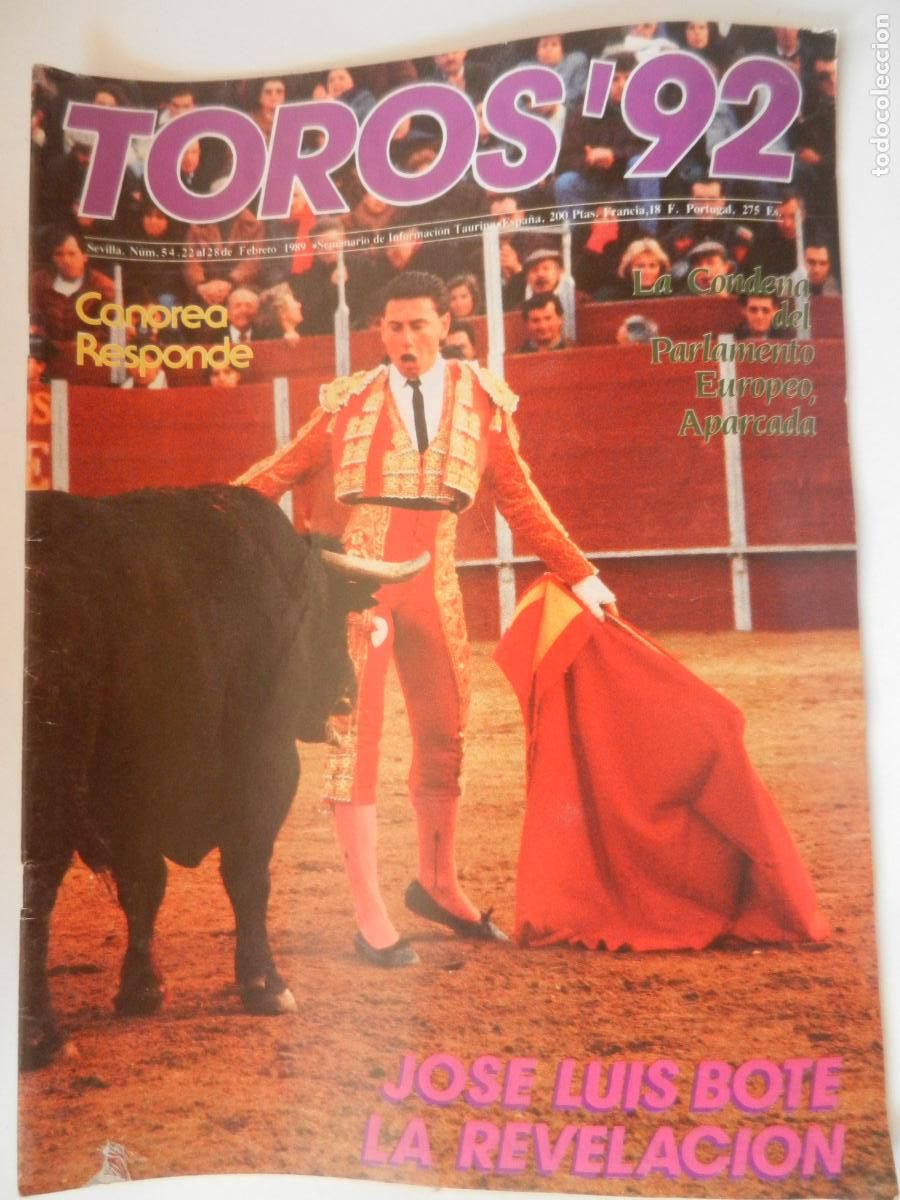 Tauromaquia: TOROS'92 SEMANARIO INFORMACION TAURINA - N&ordm; 54 -22 FEBRERO -1989-VER INDICE-