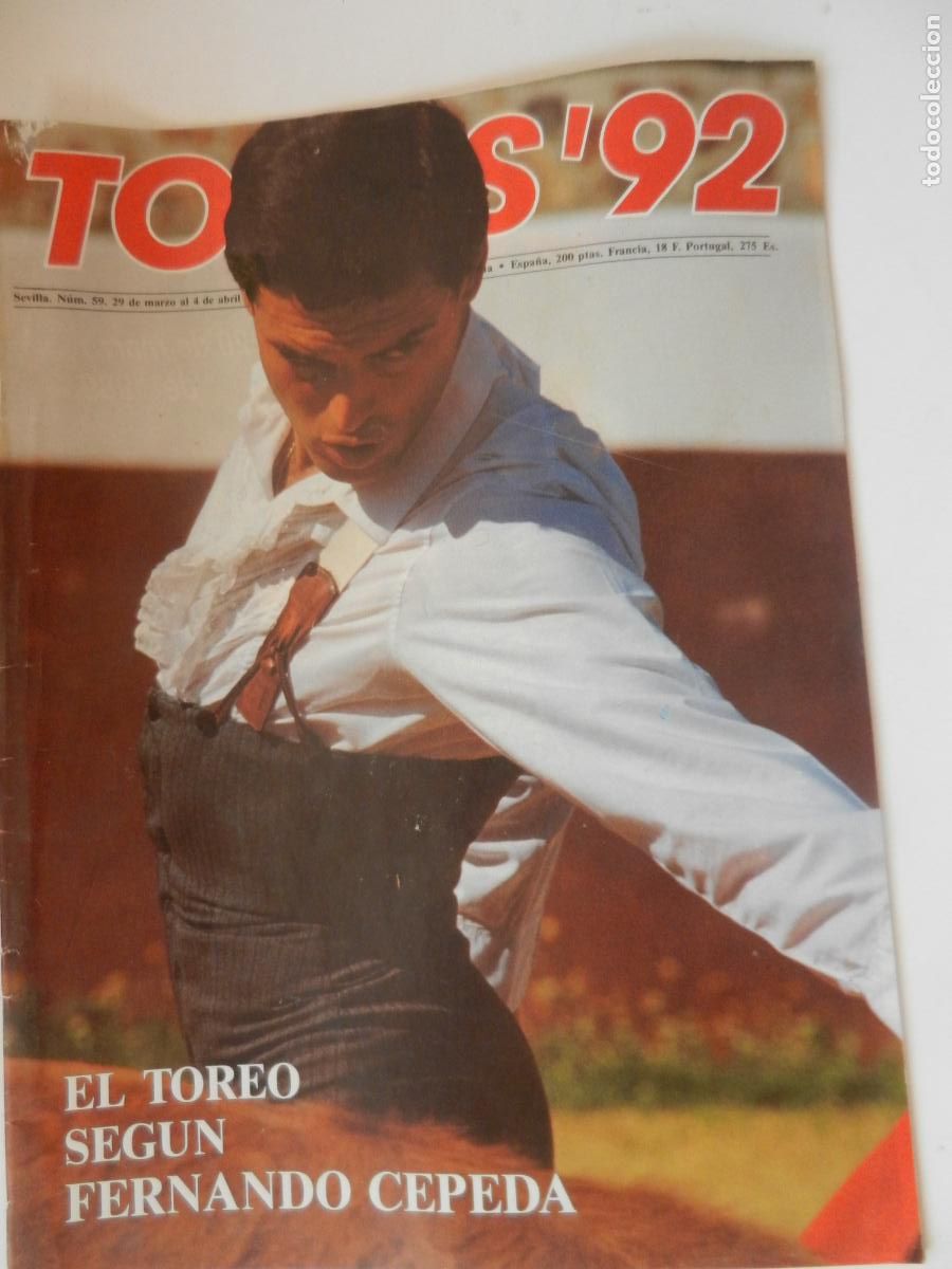 Tauromaquia: TOROS'92 SEMANARIO INFORMACION TAURINA - N&ordm; 59 -29 MARZO -1989-VER INDICE- FERNANDO CEPEDA