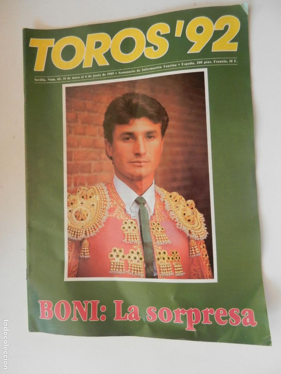 Tauromaquia: TOROS'92 SEMANARIO INFORMACION TAURINA - N&ordm; 68 -31-05-1989- VER INDICE -BONI