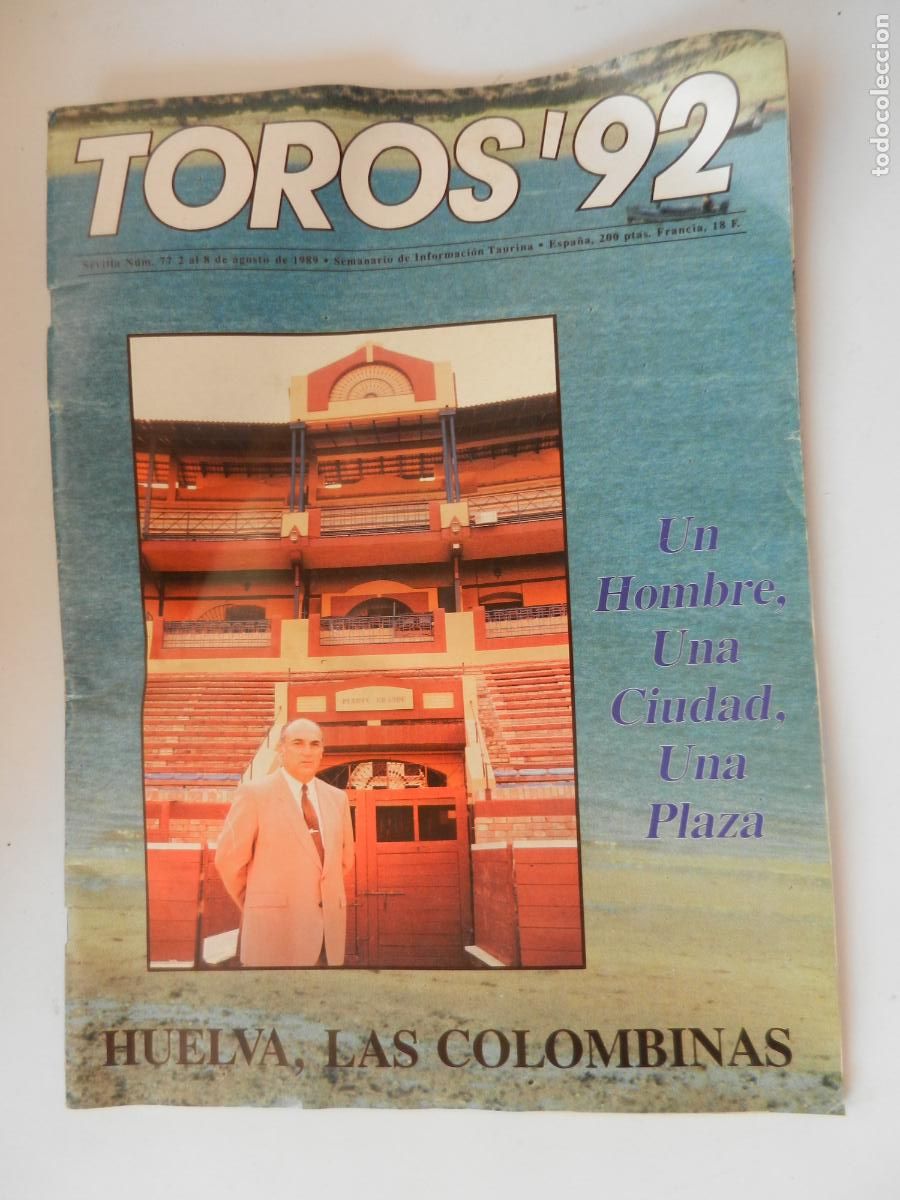 Tauromaquia: TOROS'92 SEMANARIO INFORMACION TAURINA - N&ordm; 77 - 02-08-1989-VER INDICE - LAS COLOMBINAS