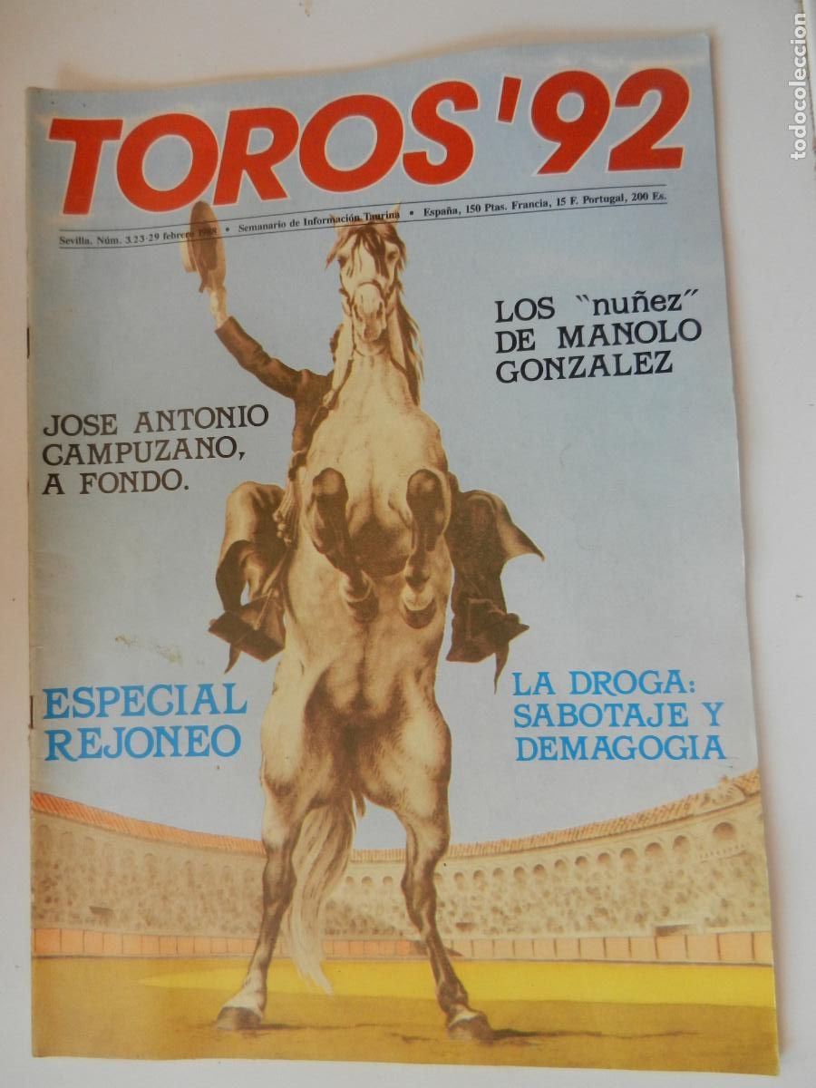 Bullfighting: TOROS'92 SEMANARIO INFORMACION TAURINA - N&ordm; 3 -23-2 -1988-VER INDICE- CAMPUZANO