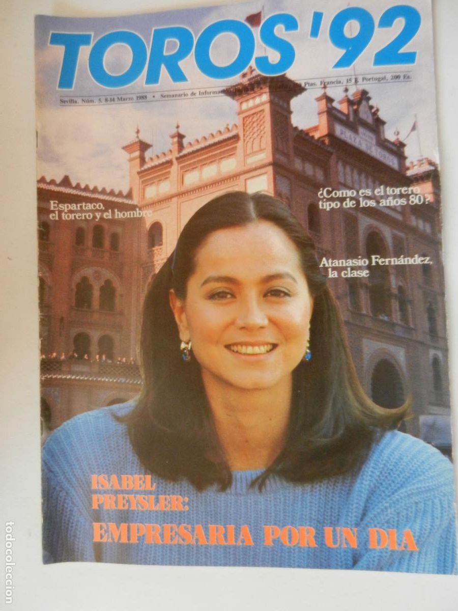 Tauromachie: TOROS'92 SEMANARIO INFORMACION TAURINA - N&ordm; 5 -08-03 -1988-VER INDICE-PREYSLER