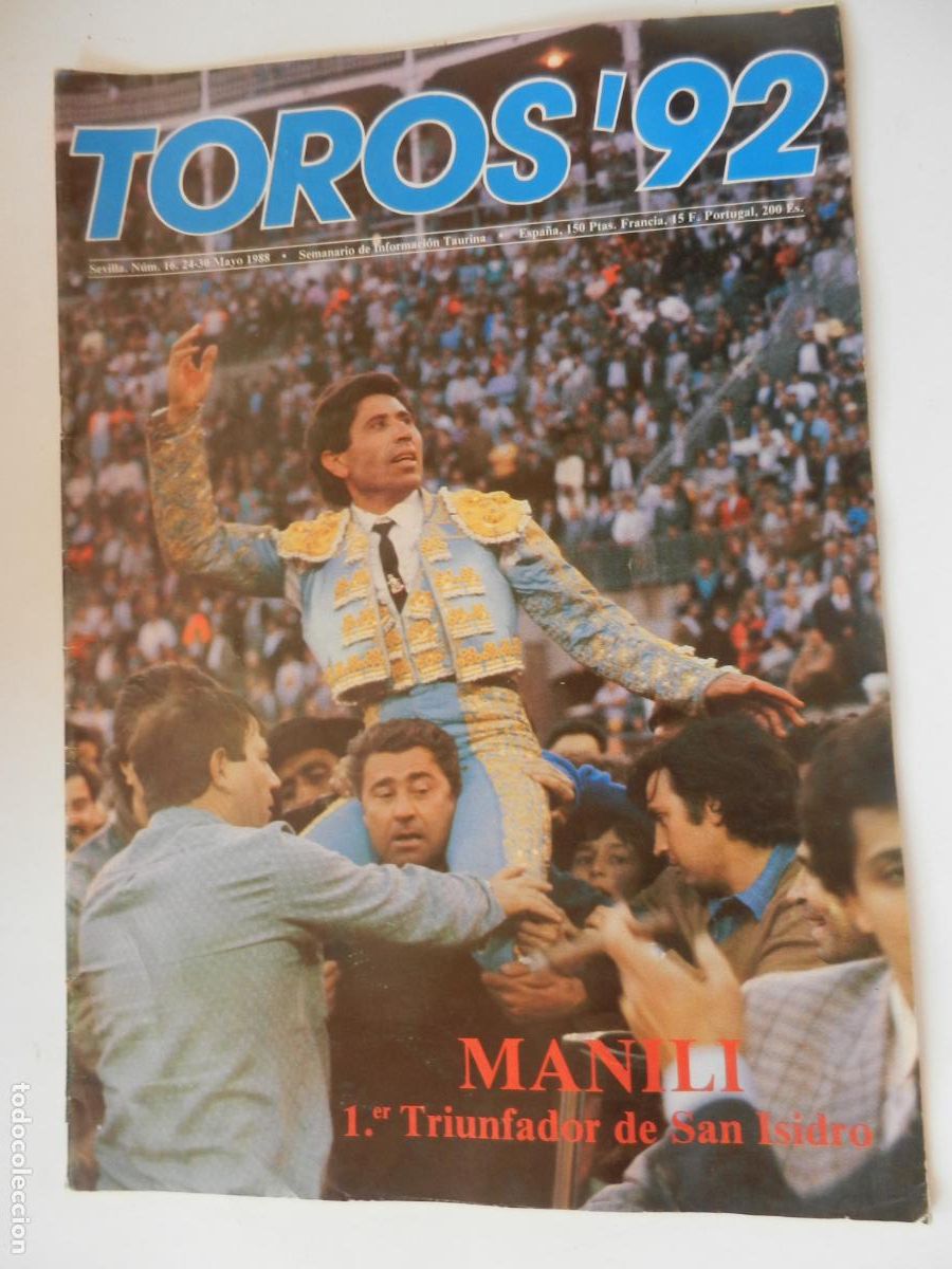Tauromaquia: TOROS'92 SEMANARIO INFORMACION TAURINA - N&ordm; 16 -24-05 -1988-VER INDICE - MANILI