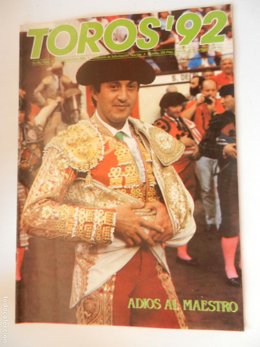 Tauromaquia: TOROS'92 SEMANARIO INFORMACION TAURINA - N&ordm; 32 -13-09 -1988-VER INDICE -ADIOS AL MAESTRO