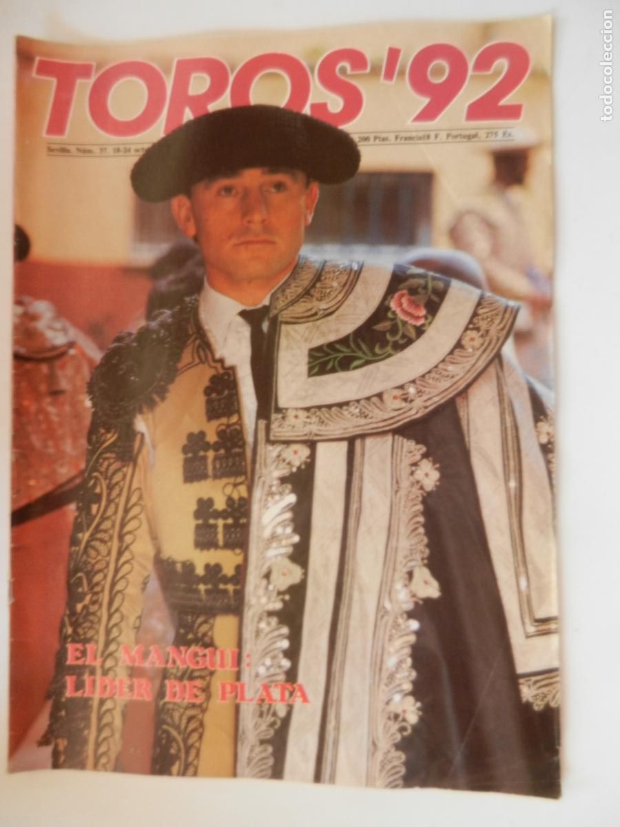 Tauromaquia: TOROS'92 SEMANARIO INFORMACION TAURINA - N&ordm; 37 -18-10 -1988-VER INDICE -EL MANGUI