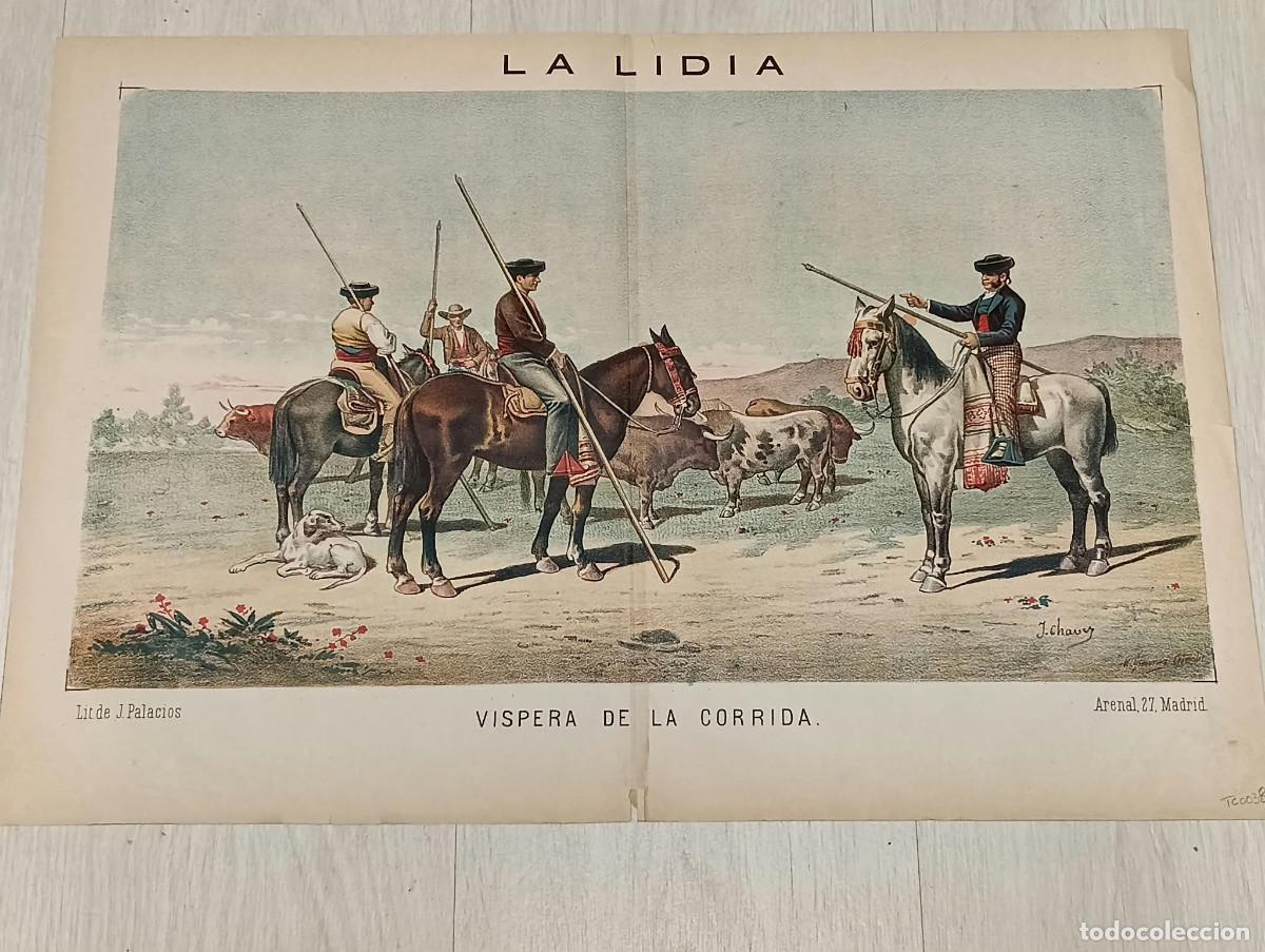 Tauromaquia: La Lidia. Litograf&iacute;a. &rdquo;V&iacute;spera de la Corrida&rdquo;. Lit. de J. Palacios.