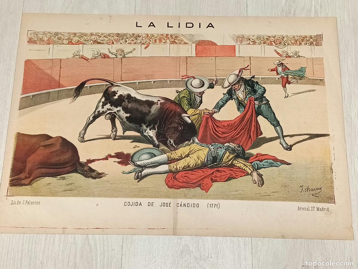 Tauromaquia: La Lidia. Litograf&iacute;a. &rdquo;Cojida de Jos&eacute; G&aacute;ndalo (1771)&rdquo;. Lit. de J. Palacios.