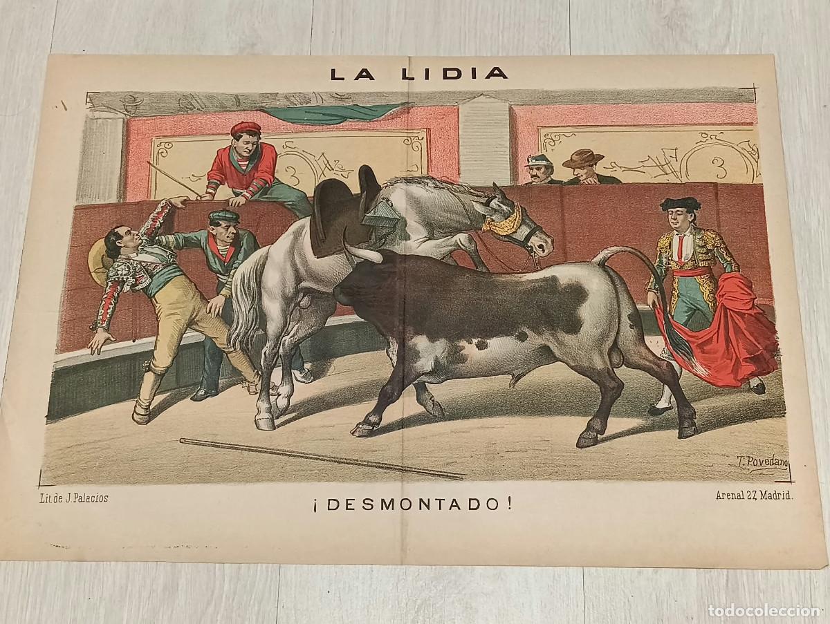 Tauromaquia: La Lidia. Litograf&iacute;a. &rdquo; &iexcl;Desmontado! &rdquo;. Lit. de J. Palacios.