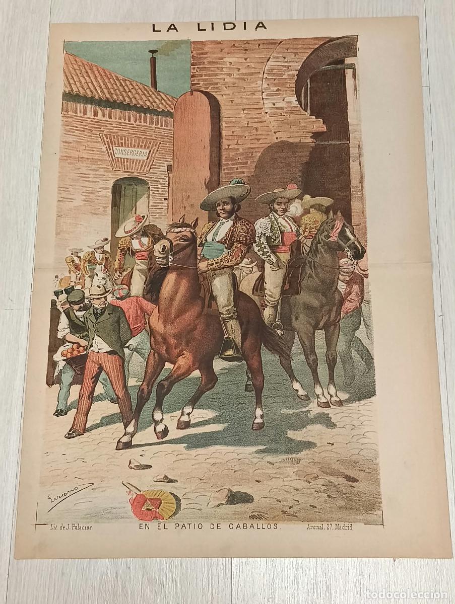 Tauromaquia: La Lidia. Litograf&iacute;a. &rdquo;En el Patio de Caballos&rdquo;. Lit. de J. Palacios.