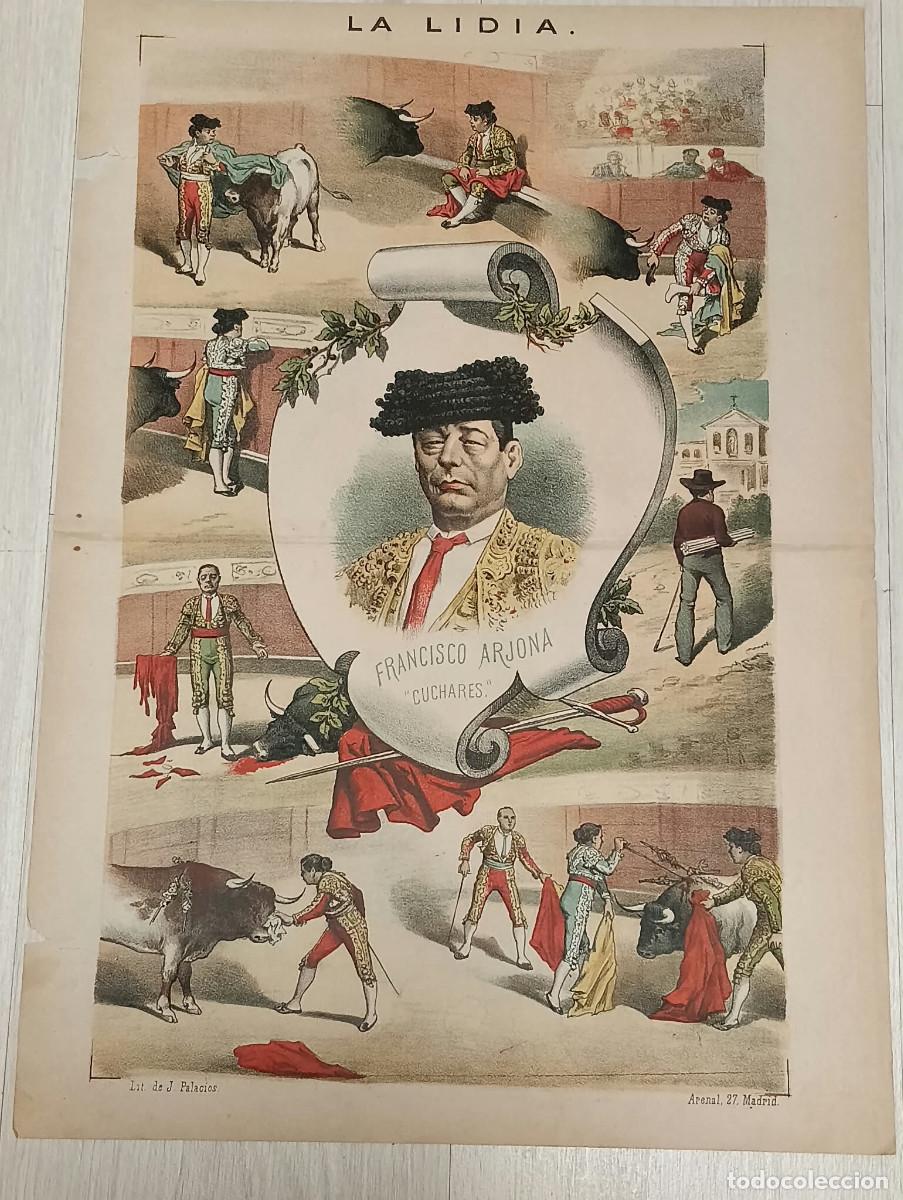 Tauromaquia: La Lidia. Litograf&iacute;a. &rdquo;Francisco Arjona, &rdquo;Cuchares&rdquo;. Lit. de J. Palacios.