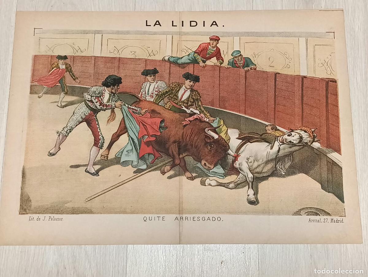Tauromaquia: La Lidia. Litograf&iacute;a. &rdquo;Quite Arriesgado&rdquo;. Lit. de J. Palacios.
