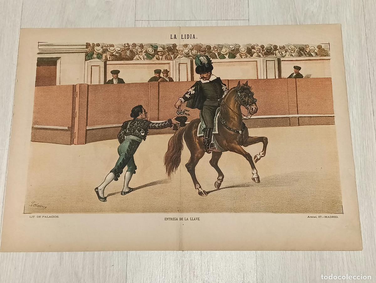 Tauromaquia: La Lidia. Litograf&iacute;a. &rdquo;Entrega de la Llave&rdquo;. Lit. de J. Palacios.