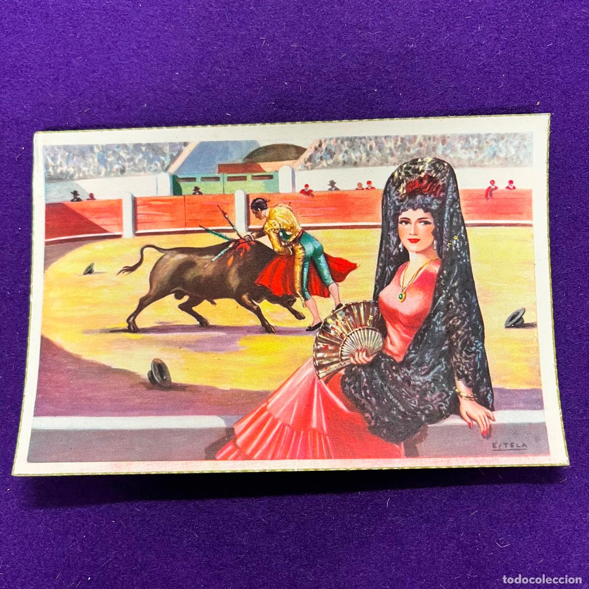 Tauromaquia: POSTAL DE TOROS. DIFERENTES ARTES Y SUERTES DEL TOREO. ILUSTRADA POR ESTELA.