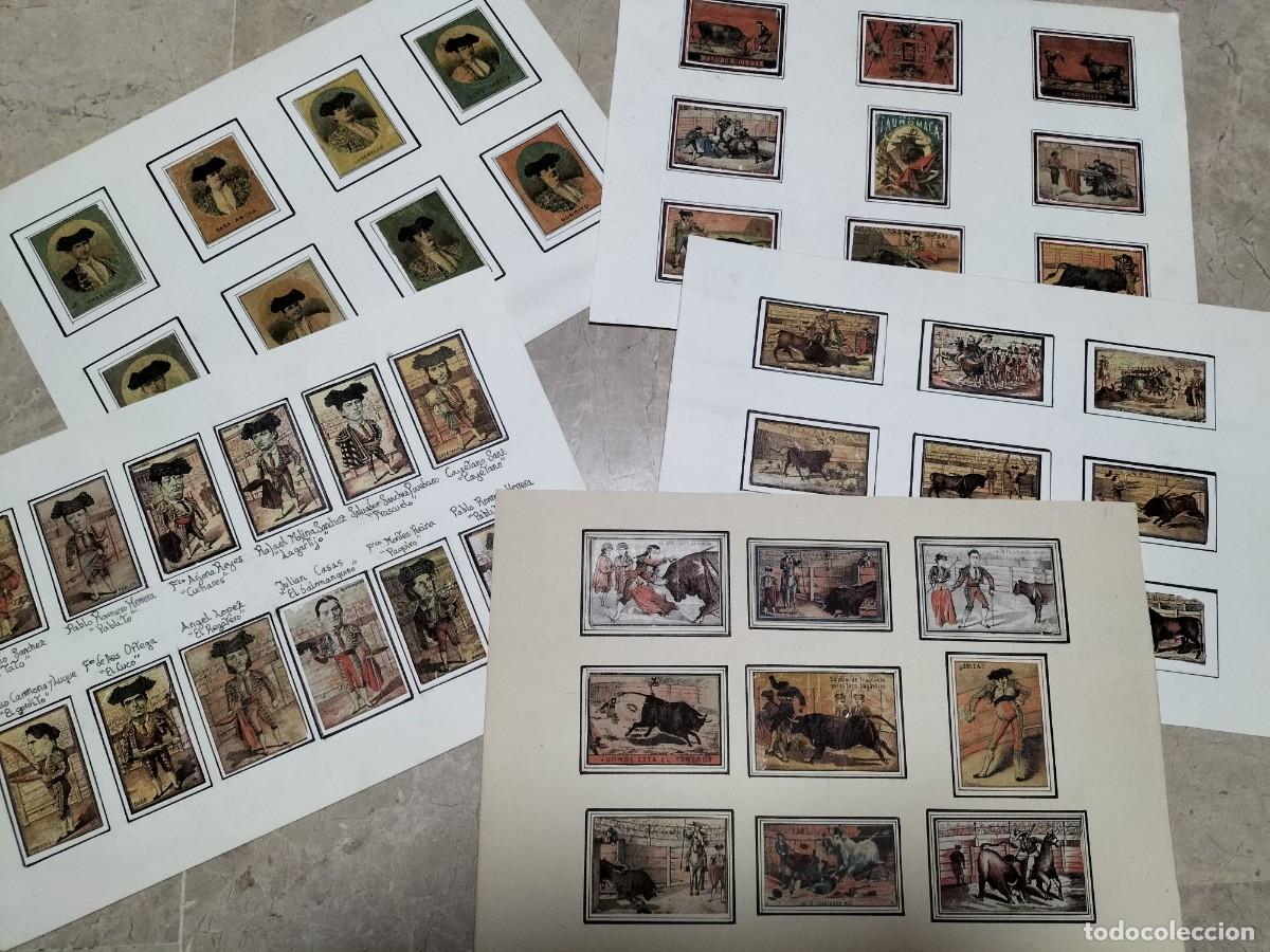 Tauromaquia: Coleccion de envoltorios de cerillas del S XIX( 5 laminas con temas taurinos,toreros etc) muy rara
