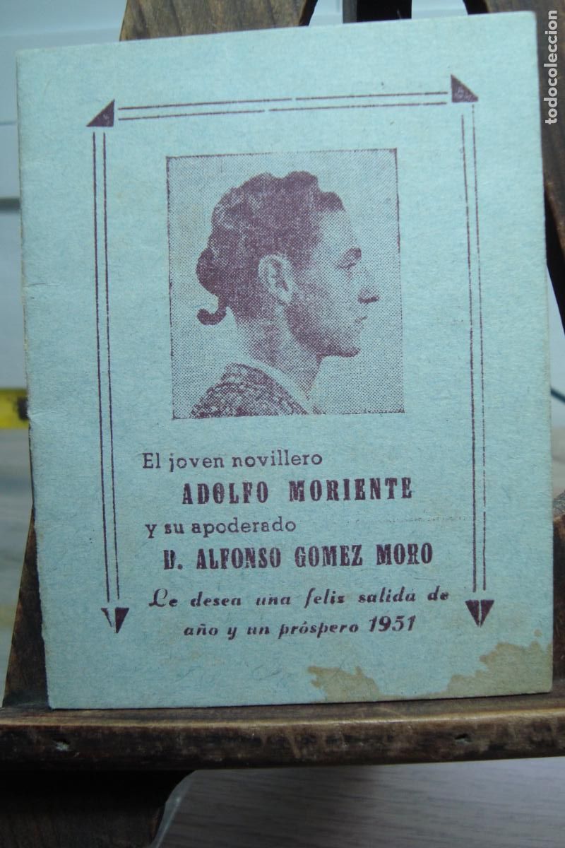 Tauromaquia: ANTIGUA AGENDA ADOLFO MORIENTE NOVILLERO. ALFONSO GOMEZ TORO. 1951 TOROS TAUROMAQUIA