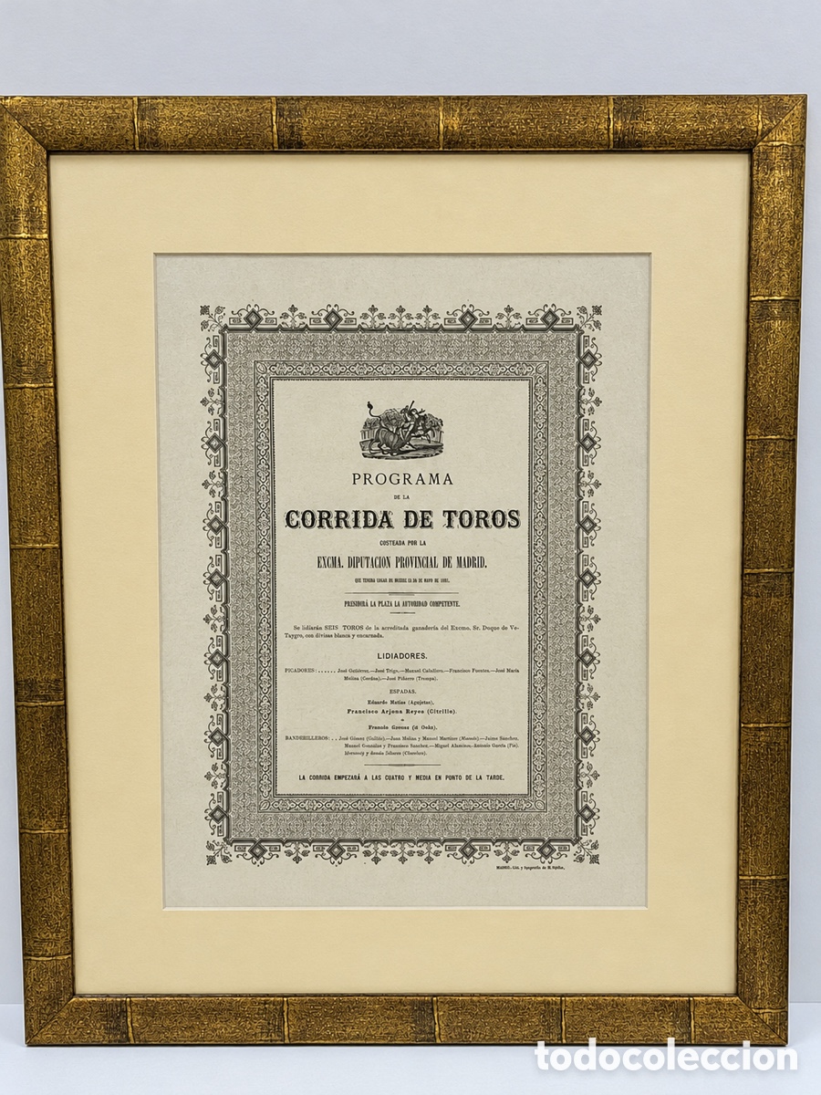 Tauromaquia: Cartel toros en seda original de &eacute;poca , Madrid 1883. Lagartijo, Currito y El Gallo