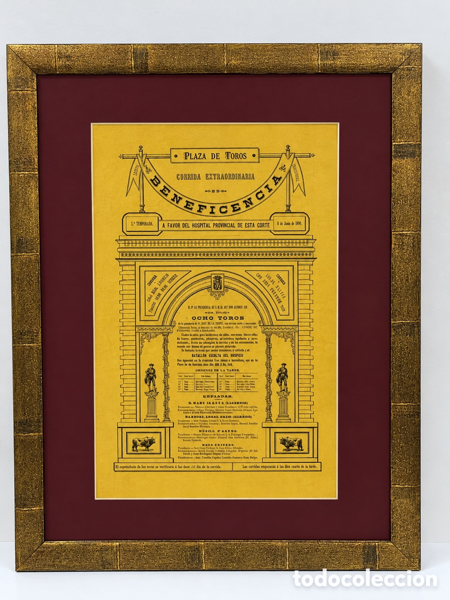 Tauromaquia: Cartel seda corrida Beneficencia 8 junio 1890, Lagartijo, Currito, Pastor y Centeno