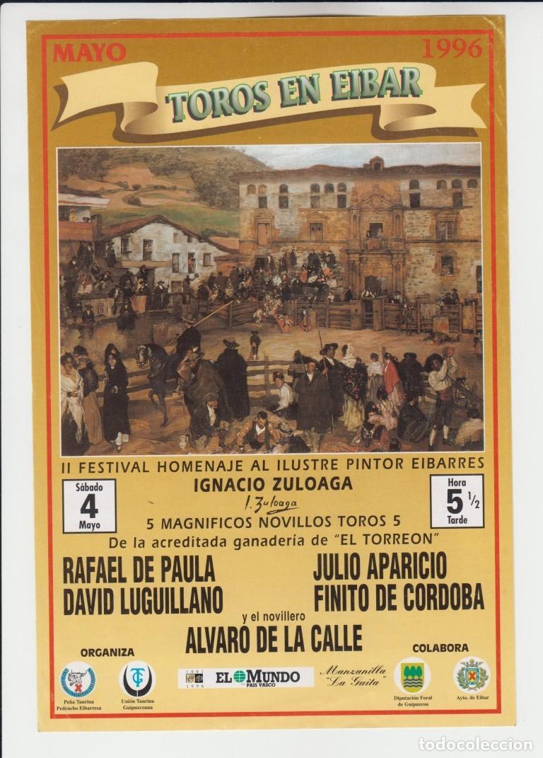 Tauromaquia: Cartel de TOROS EN EIBAR 1996 Rafael de Pauda &ndash; Julio Aparicio &hellip;..