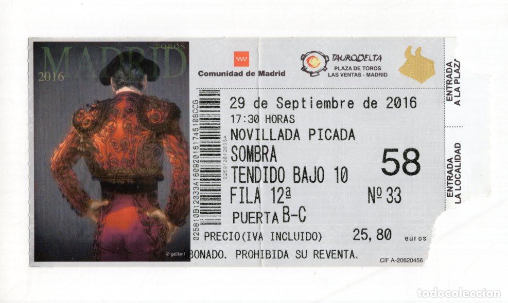 Bullfighting: ENTRADA LAS VENTAS 29/09/2016. FERIA DE OTO&Ntilde;O: NOVILLADA PICADA. SOMBRA, TENDIDO BAJO 10.