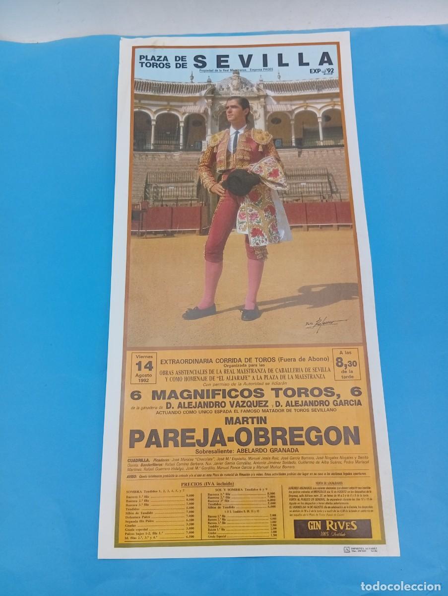 Tauromaquia: CARTEL TOROS. SEVILLA. 1992. GANADERIA ALEJANDRO VAZQUEZ/ALEJANDRO GARCIA. MARTIN PAREJA OBREGON.