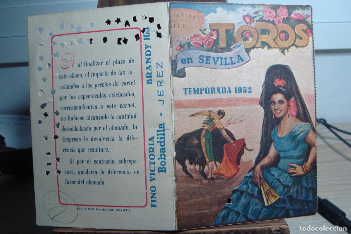 Tauromachia: ANTIGUO CARNET PLAZA TOROS SEVILLA TEMPORADA 1952.