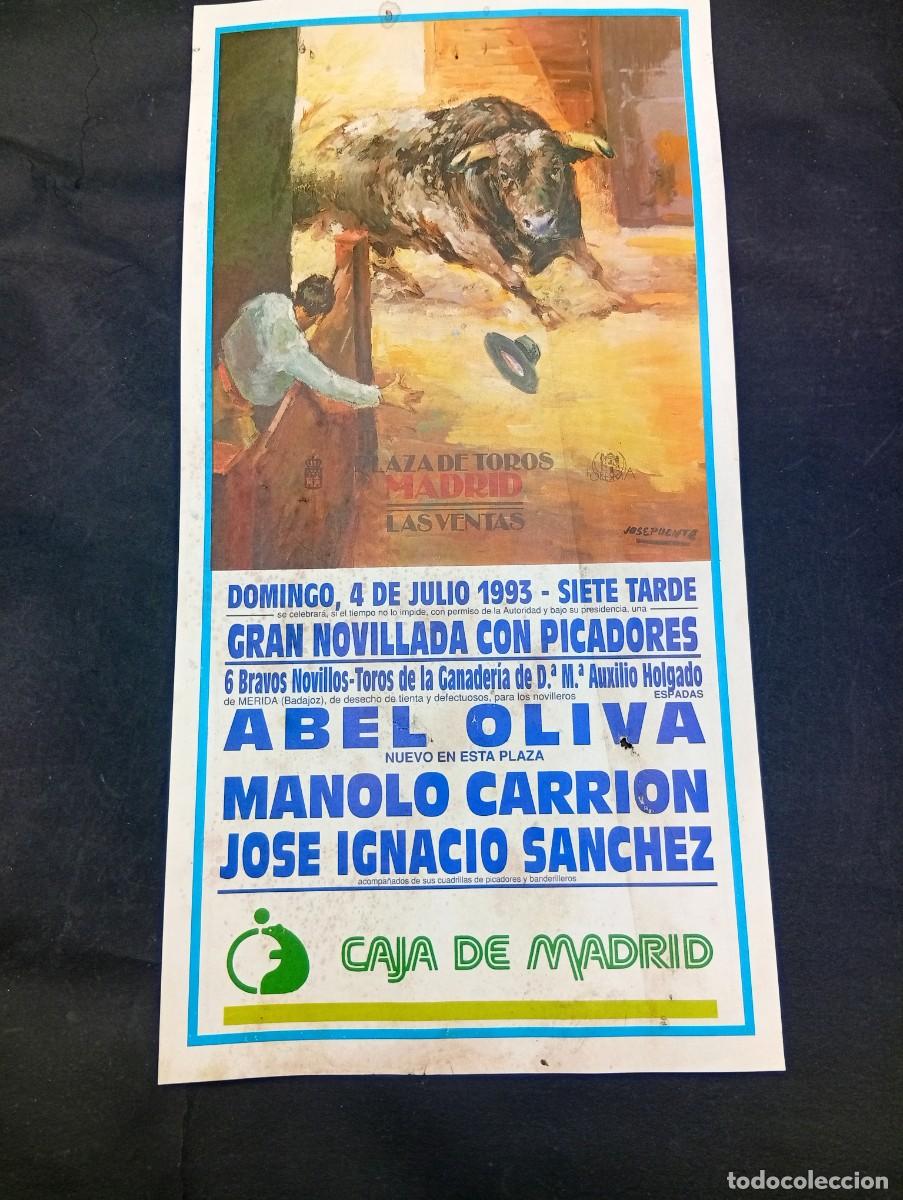 Tauromaquia: CARTEL TOROS. MADRID. 1993. GANADERIA D&ordf;. M&ordf;. AUXILIO HOLGADO. ABEL OLIVA. MANOLO CARRION. J.SANCHEZ