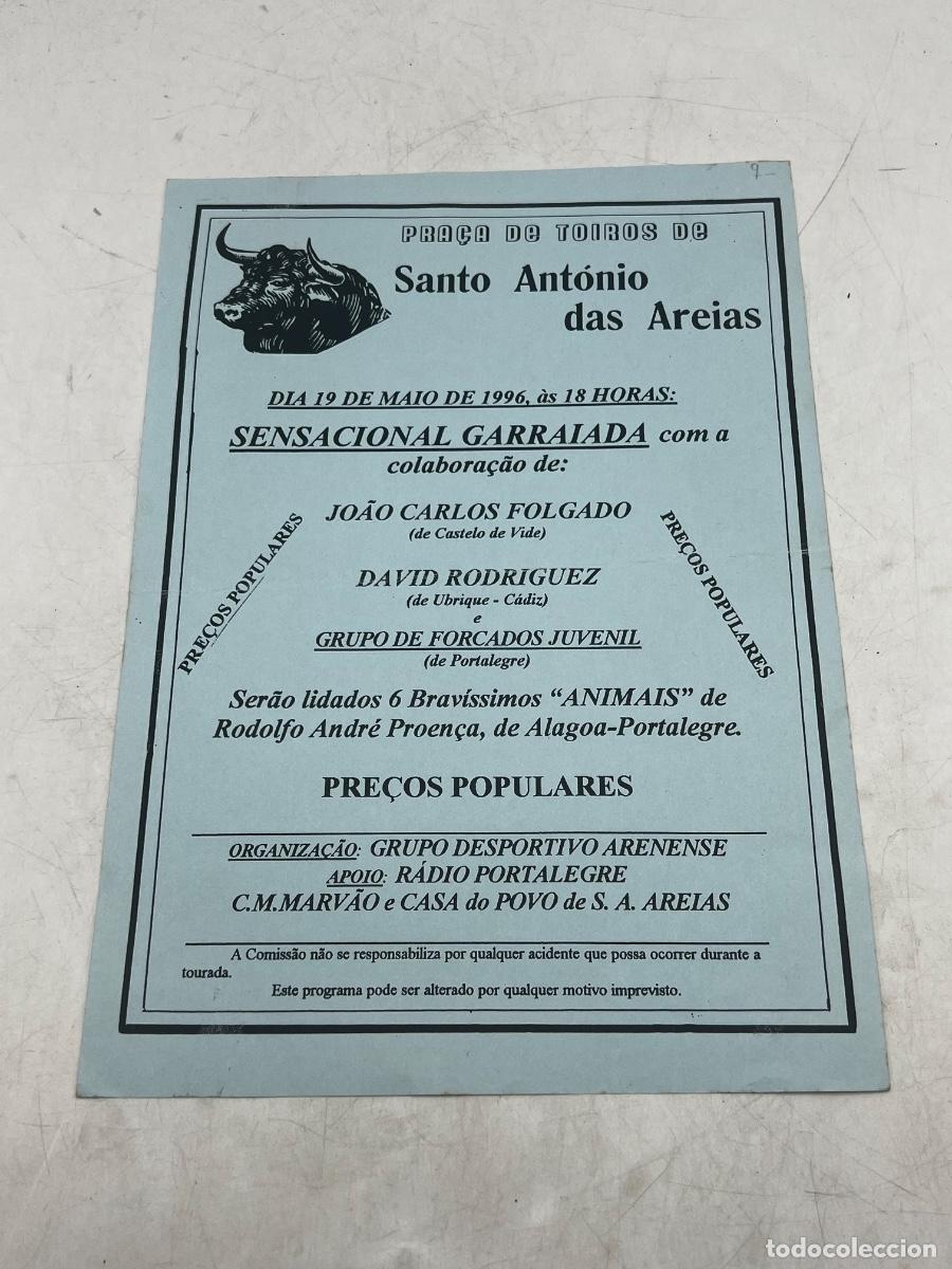 Tauromaquia: CARTEL. PLAZA DE TOROS SANTO ANTONIO DAS AREIAS. 1996. DAVID RODR&Iacute;GUEZ. JOAO CARLOS FOLGADO.
