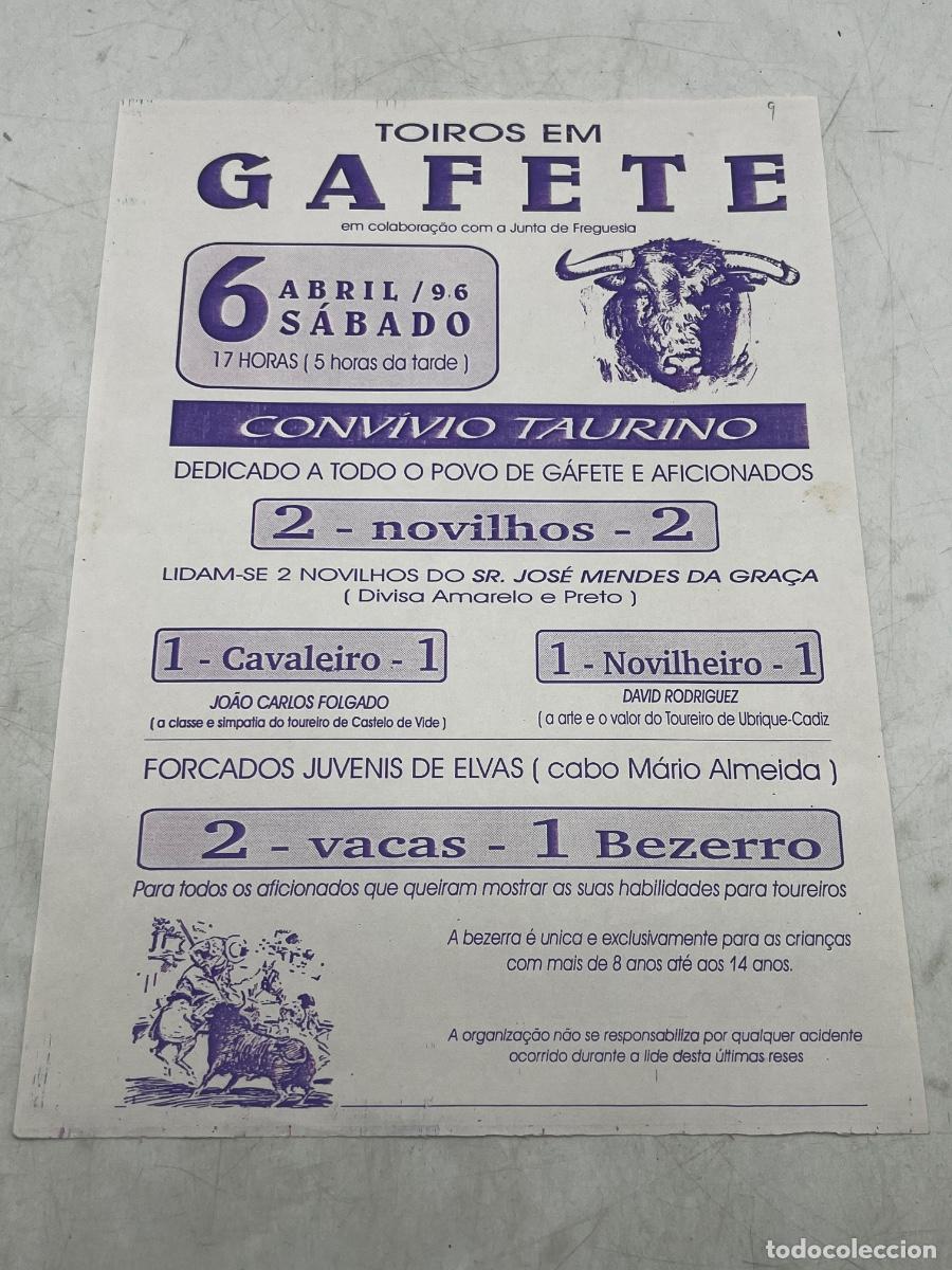 Tauromaquia: CARTEL. PLAZA DE TOROS GAFETE. GANADERIA: SR. JOS&Eacute; MENDES. JOAO CARLOS FOLGADO. DAVID RODR&Iacute;GUEZ.