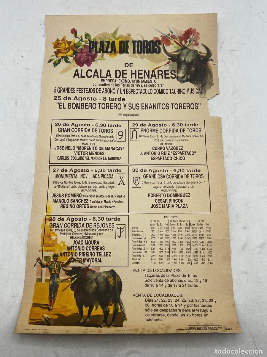 Tauromaquia: CARTEL. PLAZA DE TOROS DE ALCAL&Aacute; DE HENARES. GANADERIA JOS&Eacute; V&Aacute;ZQUEZ. ESPARTACO. V&Iacute;CTOR MENDES.