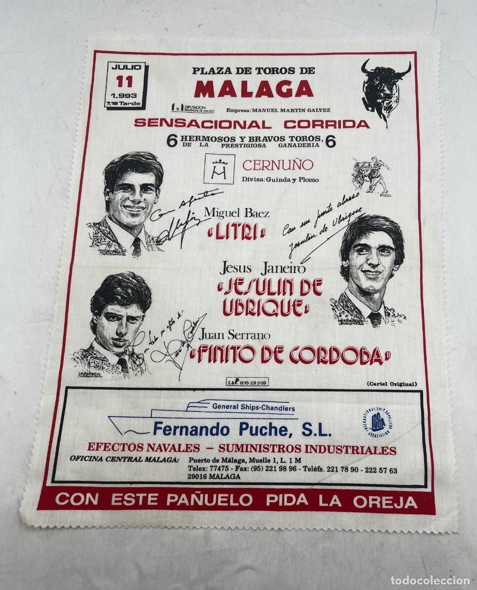 Tauromaquia: CARTEL DE SEDA. PLAZA DE TOROS M&Aacute;LAGA. 1993. GANADERIA CERNU&Ntilde;O. LITRI. JESULIN DE UBRIQUE.