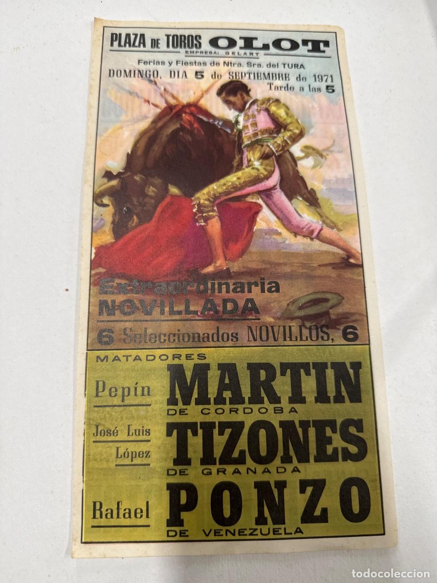 Tauromaquia: Antiguo Programa Plaza de Toros de Olot 1971. 24x12cms. Tauromaquia