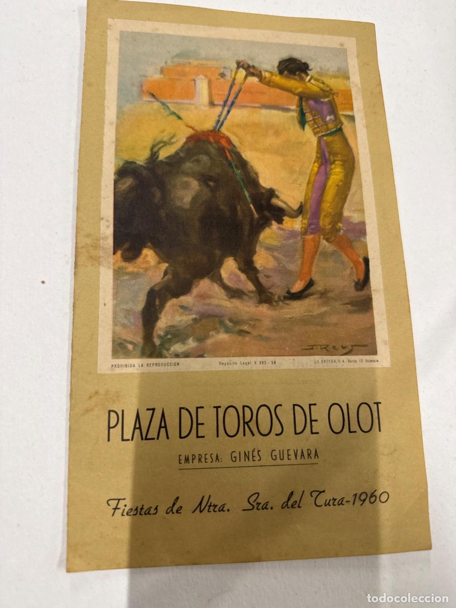 Tauromaquia: Antiguo Programa Plaza de Toros de Olot 1960. 21x12cms. Tauromaquia