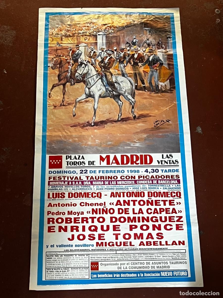 Tauromaquia: CARTEL. PLAZA DE TOROS DE MADRID. 1998. GANADERIA TORRESTRELLA.. ANTO&Ntilde;ETE, JOS&Eacute; TOM&Aacute;S, LUIS DOMECQ..