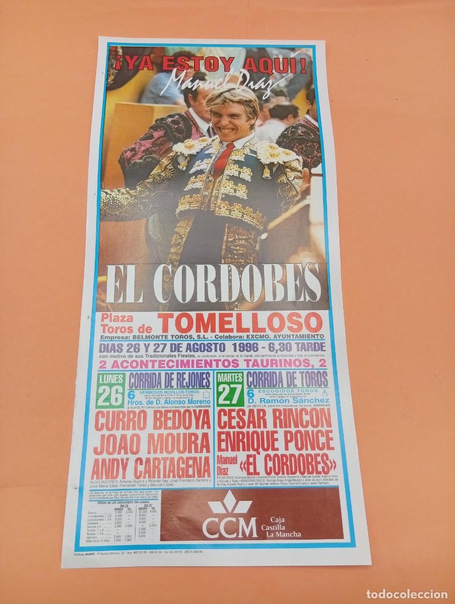 Tauromaquia: CARTEL TOROS. TOMELLOSO. 1996. GANADERIA RAMON SANCHEZ. CURRO BEDOYA. JOAO MOURA. CARTAGENA.CORDOBES