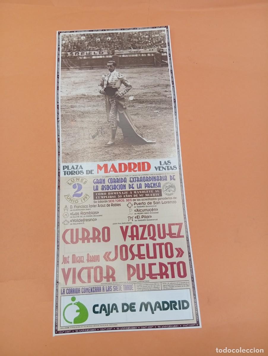 Tauromaquia: CARTEL TOROS. MADRID. 1997. GANADERIA LAS RAMBLAS. HOMENAJE 50 A&Ntilde;O MUERTE MANOLETE. JOSELITO.VAZQUEZ
