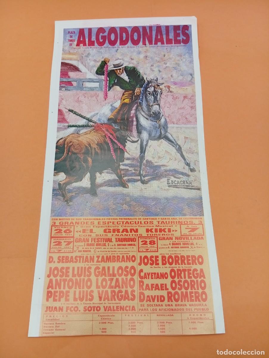 Tauromaquia: CARTEL TOROS. ALGODONALES, C&Aacute;DIZ. 1981. GANADERIA DOMECQ. GALLOSO. A. LOZANO.PEPE LUIS VARGAS.OSORIO