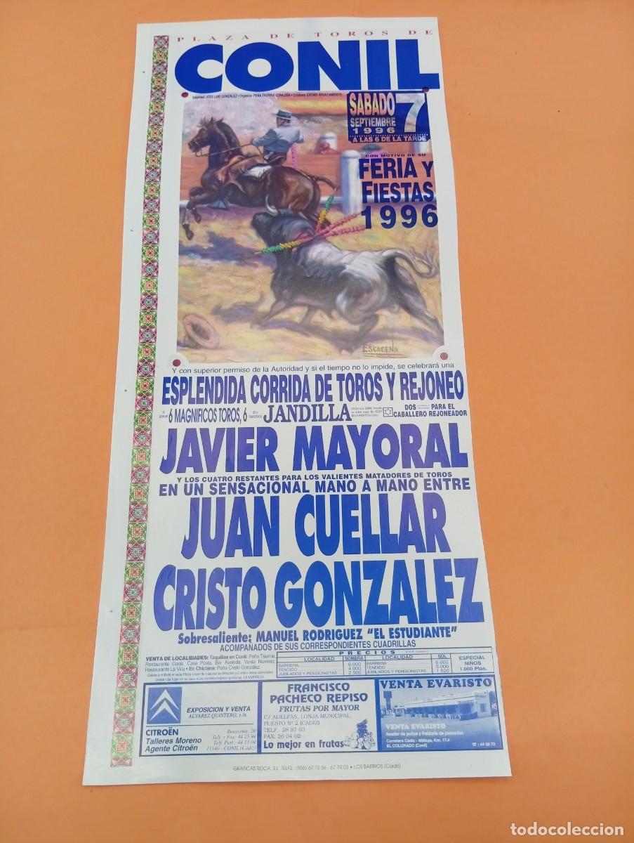 Tauromaquia: CARTEL TOROS. CONIL, C&Aacute;DIZ. 1996. GANADERIA JANDILLA. JAVIER MAYORAL. JUAN CUELLAR. CRISTO GLEZ.
