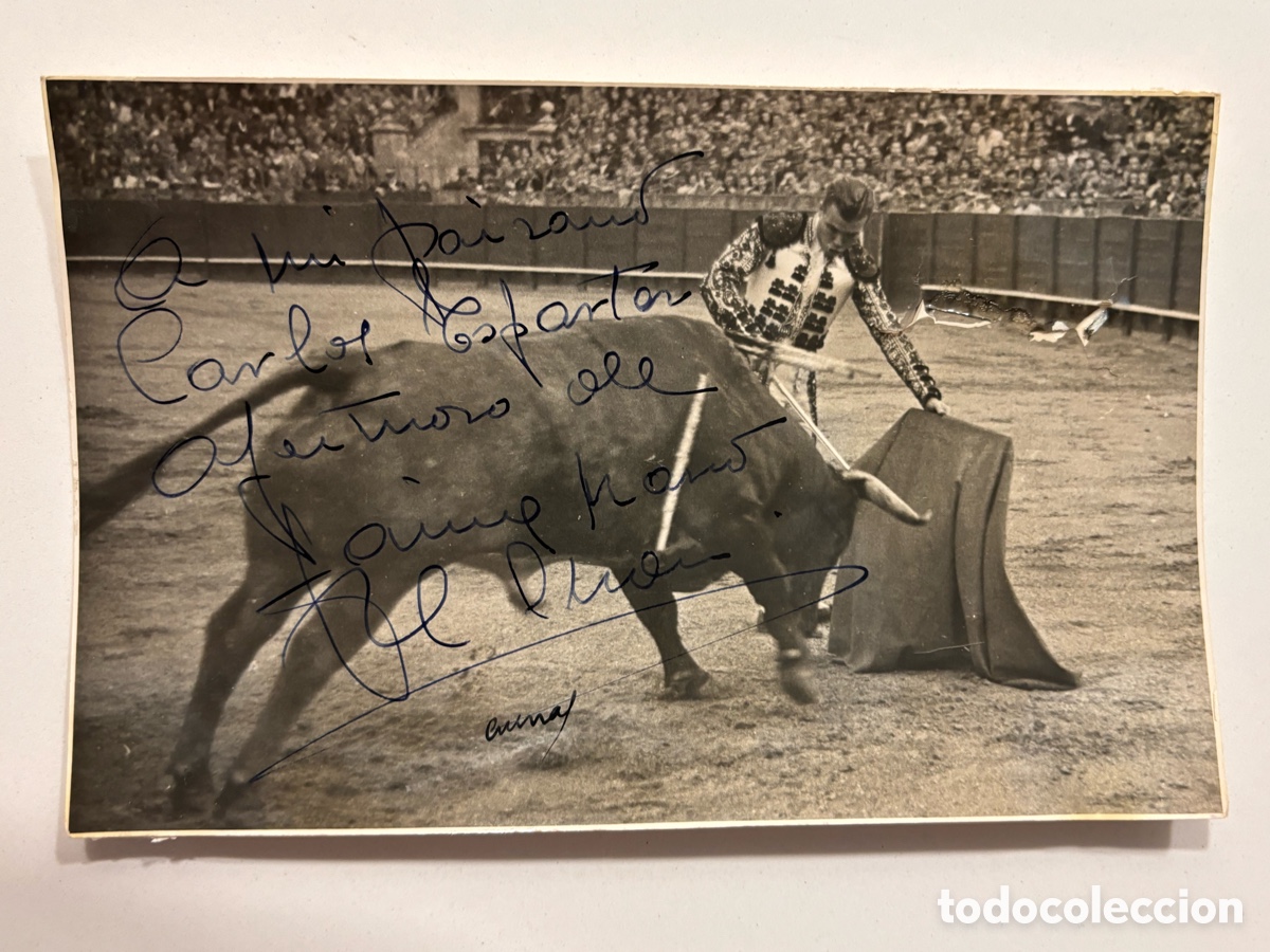Tauromaquia: Foto original con aut&oacute;grafo de torero Jaime foto Luis Arenas Sevilla