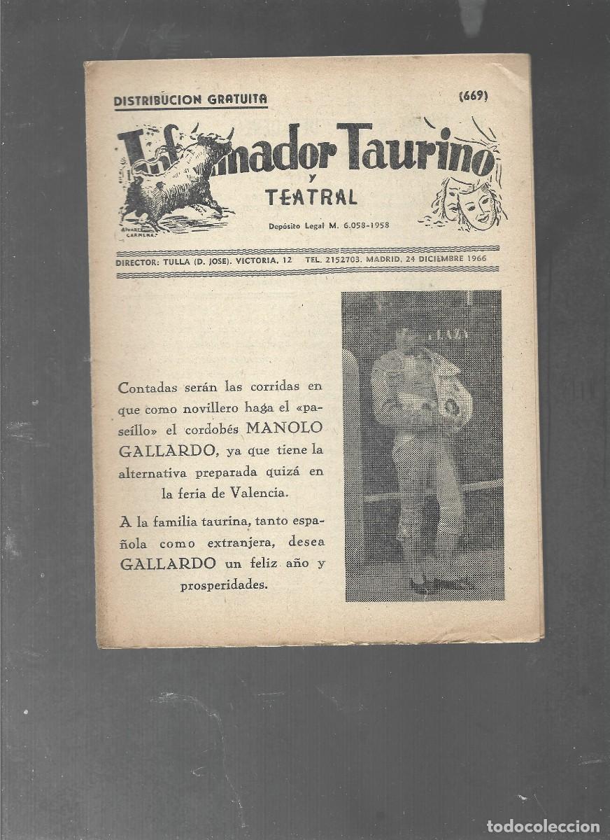 Tauromaquia: INFORMADOR TAURINO Y TEATRAL 659, CARLOS CORBACHO , 24 diciembre 1966,