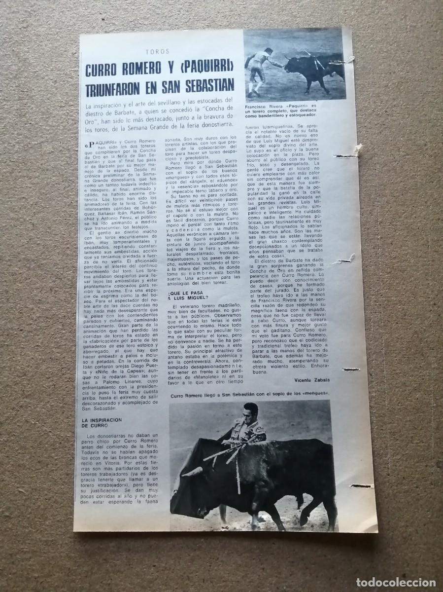 Tauromaquia: ARTICULO TAURINO. CURRO ROMERO Y PAQUIRRI TRIUNFARON EN SAN SEBASTIAN