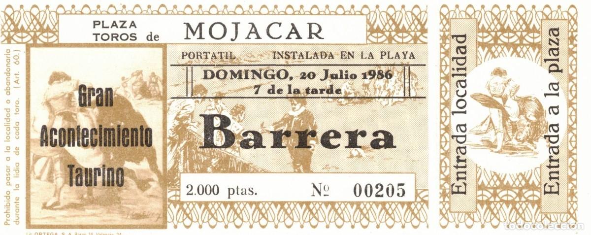 Tauromaquia: :::: CR26 - ENTRADA PLAZA DE TOROS DE MOJACAR - PORTATIL - INSTALADA EN LA PLAYA - 1986