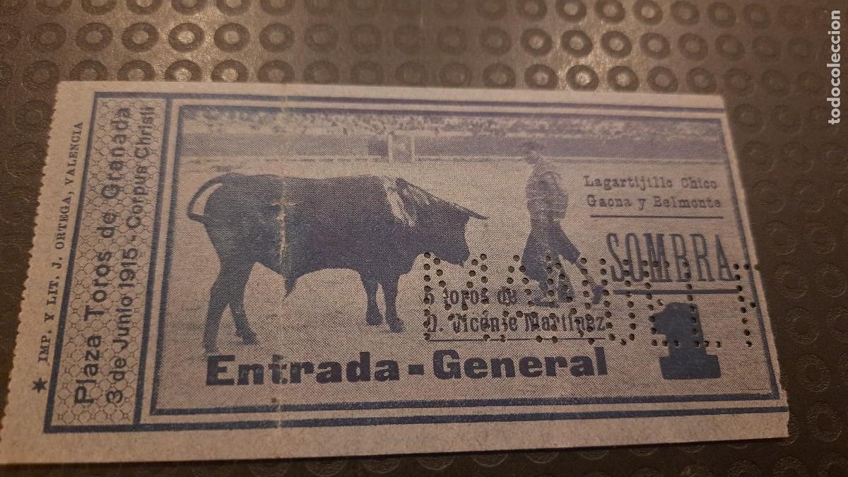 Tauromaquia: ENTRADA TOROS GRANADA CORPUS CHRISTI LAGARTIJILLO CHICO, GAONA Y BELMONTE
