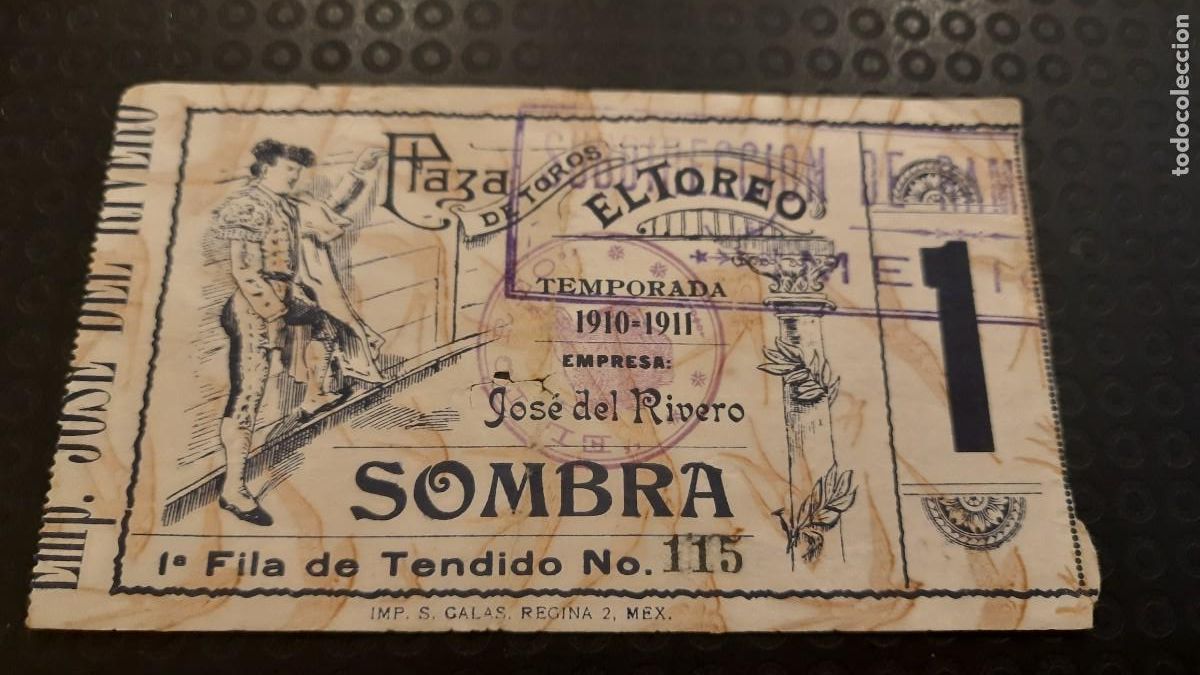Tauromaquia: ANTIGUA ENTRADA EL TOREO MEXICO 1910-11
