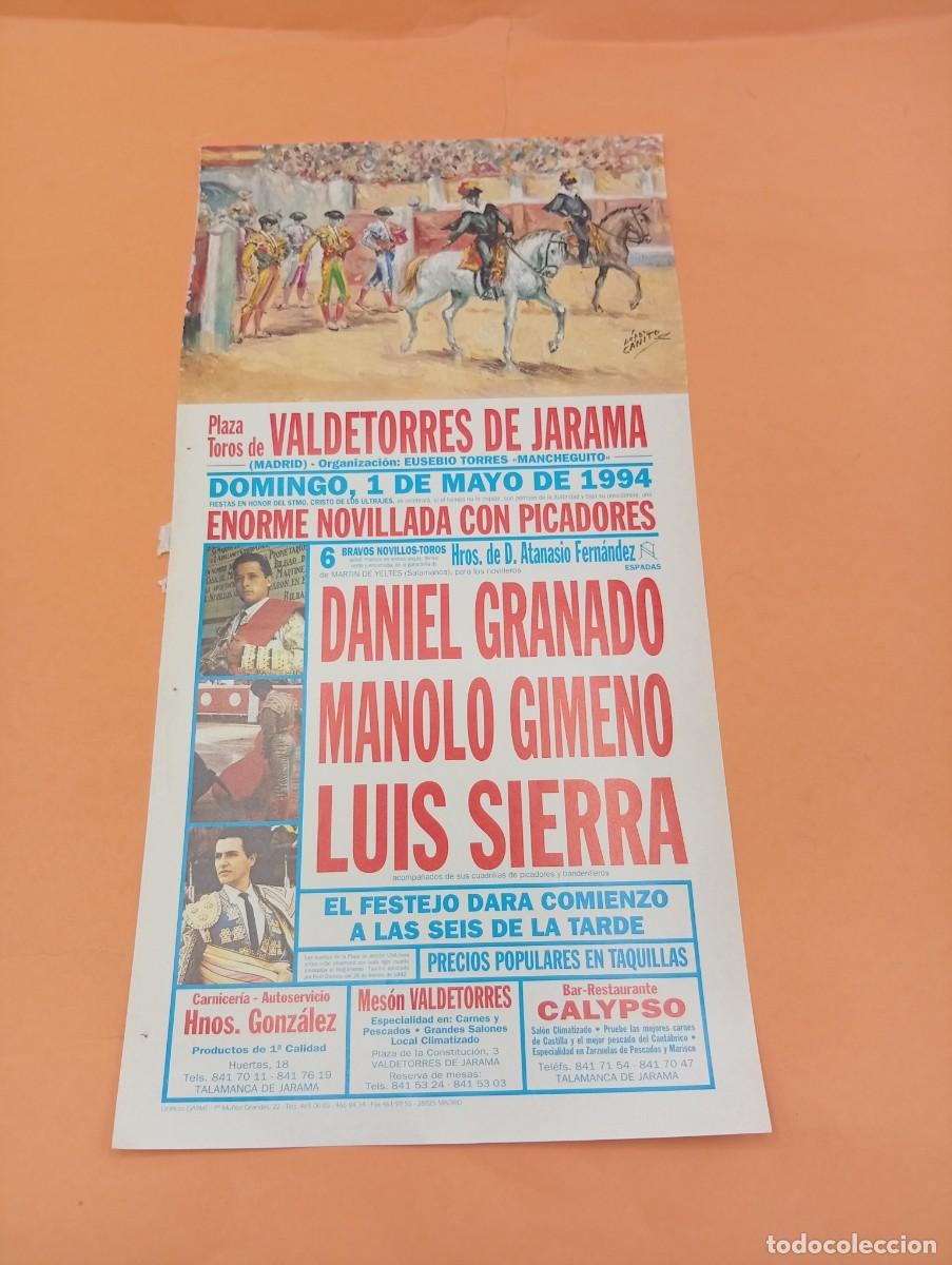 Tauromaquia: CARTEL TOROS. VALDETORRES DE JARAMA, MADRID. 1994. GANADERIA ANASTASIO FDEZ. DANIEL GRANADO. GIMENO.