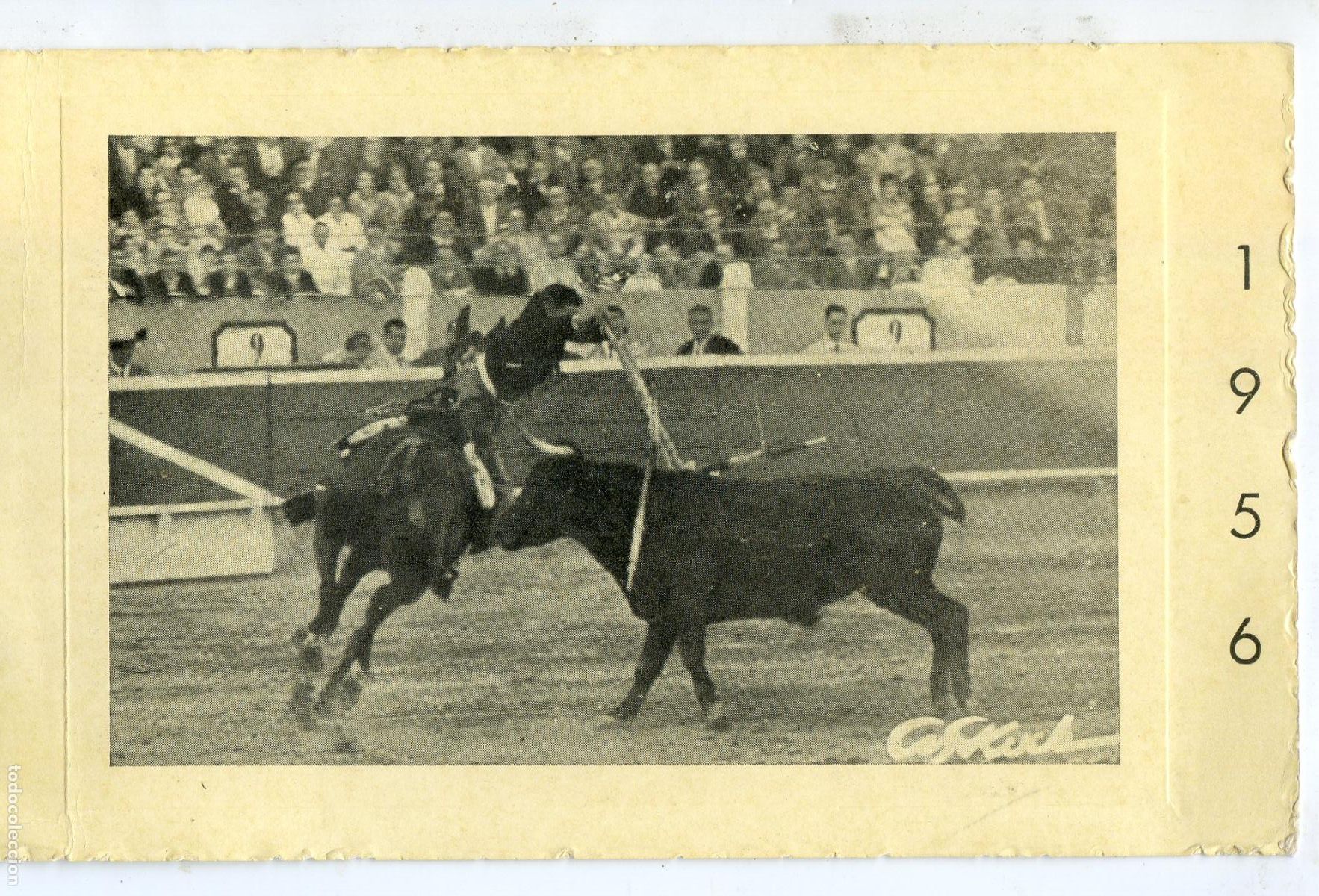 Tauromaquia: Felicitaci&oacute;n de Navidad del rejoneador Josechu P&eacute;rez de Mendoza 1956 con fotos, toros