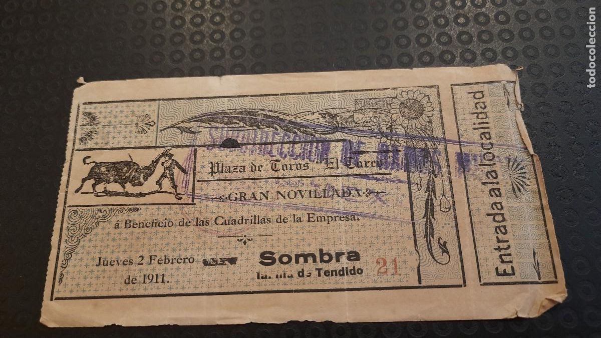 Tauromaquia: ENTRADA TOROS EL TOREO 2 FEBRERO 1911 GRAN NOVILLADA